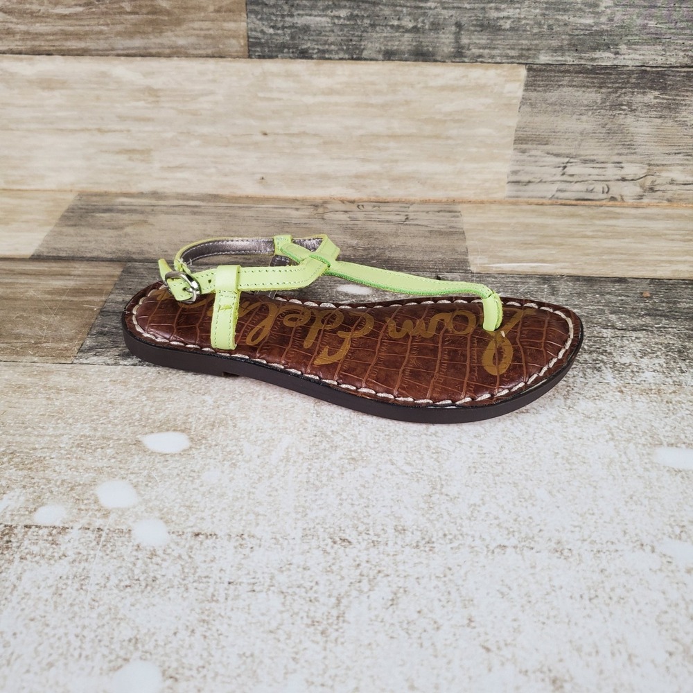 Sam Edelman Gigi Kids Thong Sandals Sz 12‎ Kiwi Croc Leather Buckle Ankle Strap